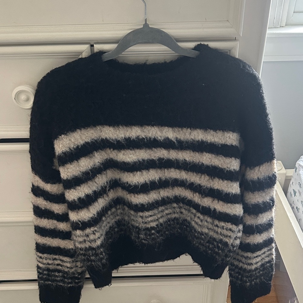 Target Black and Cream Striped Women's Sweater